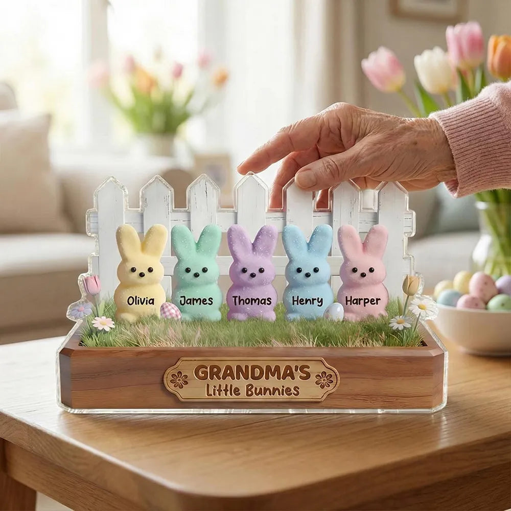 Personalized Bunny Family Garden Decor for Grandma - Easter Gift Plaque MagicInPrints