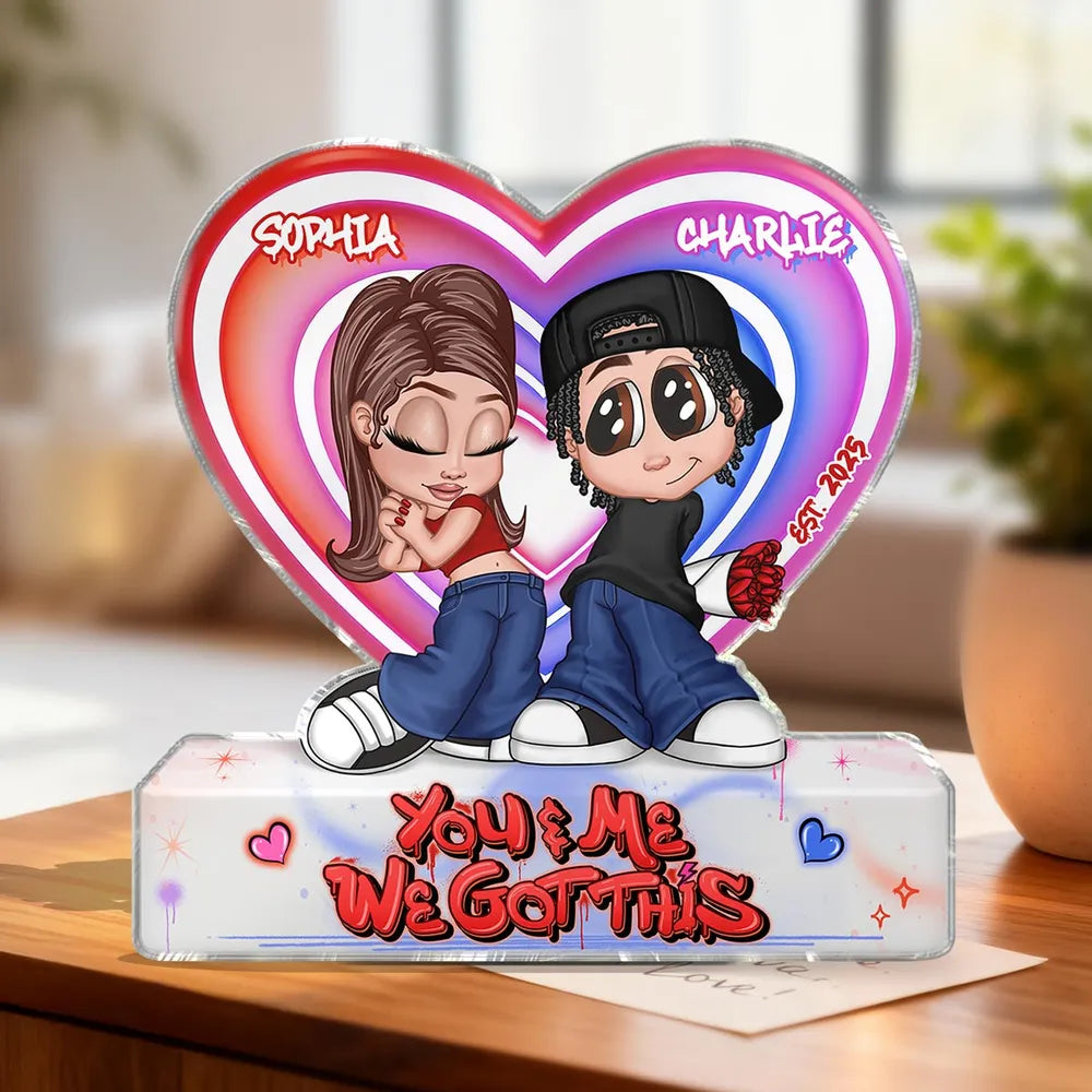 Personalized Heart-Shaped Acrylic Couple Figurine - Romantic Gift for Anniversaries Plaque MagicInPrints