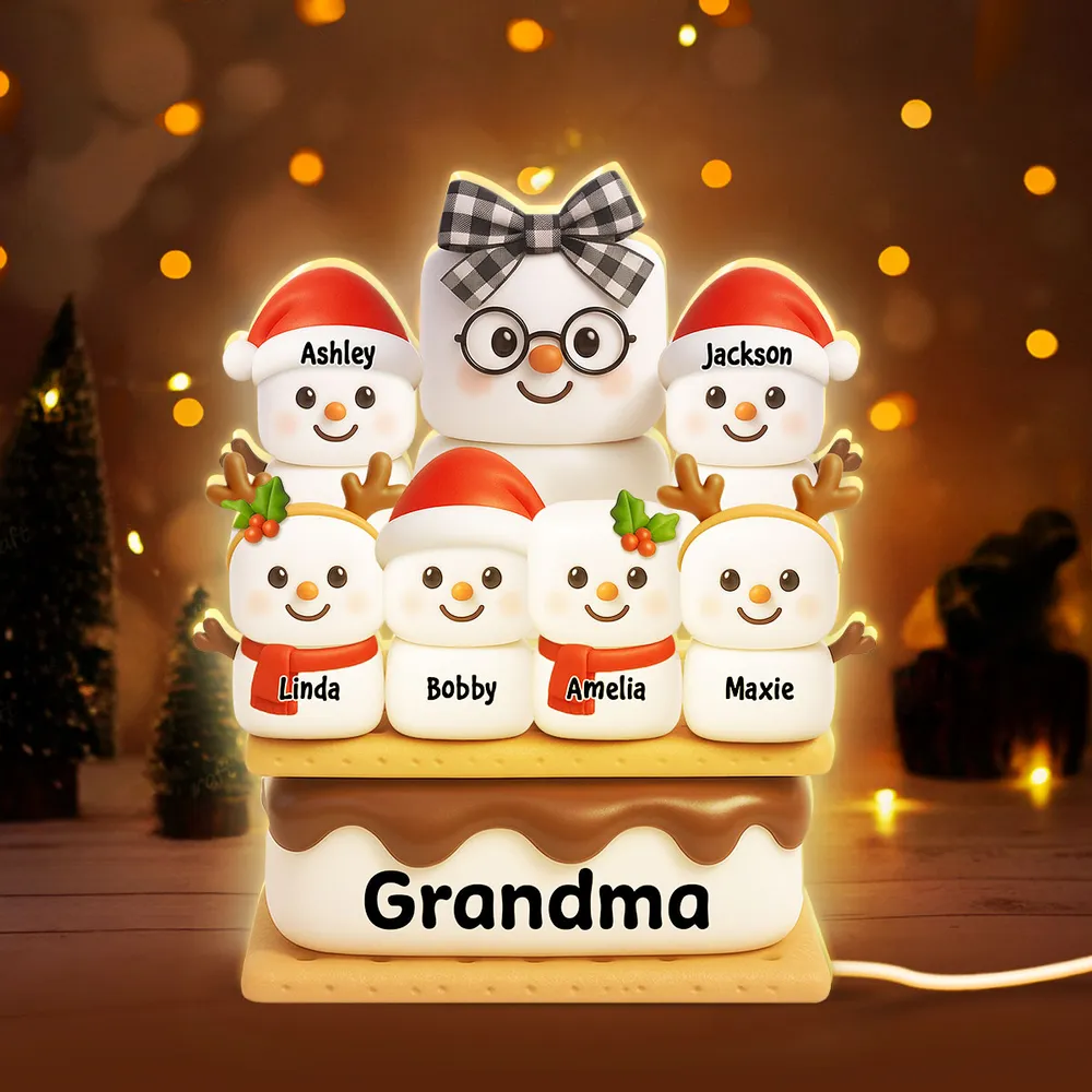 Custom Family Snowman Light for Grandma - Christmas Decor Plaque MagicInPrints