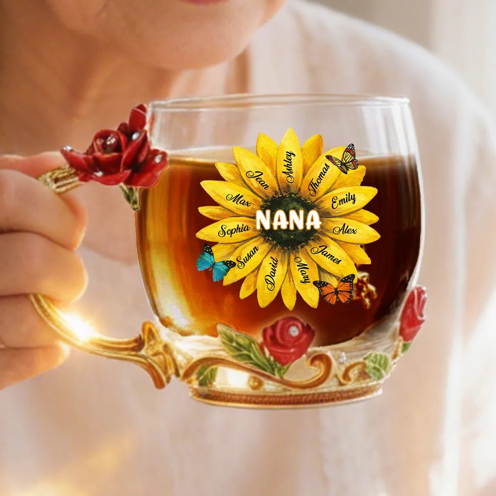 Personalized Glass Mug for Nana with Sunflower Design - Gift for Grandmothers Cup MagicInPrints