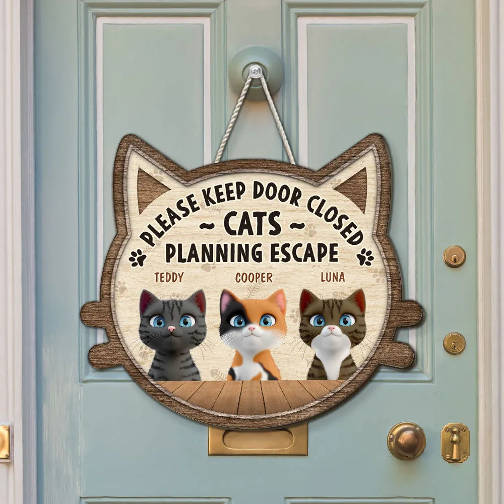 Custom Cat Door Sign for Pet Owners - Funny Home Decor Sign MagicInPrints