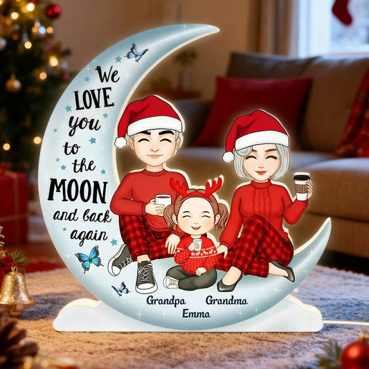 Personalized Christmas Family Moon Lamp for Grandparents - Holiday Gift Plaque MagicInPrints