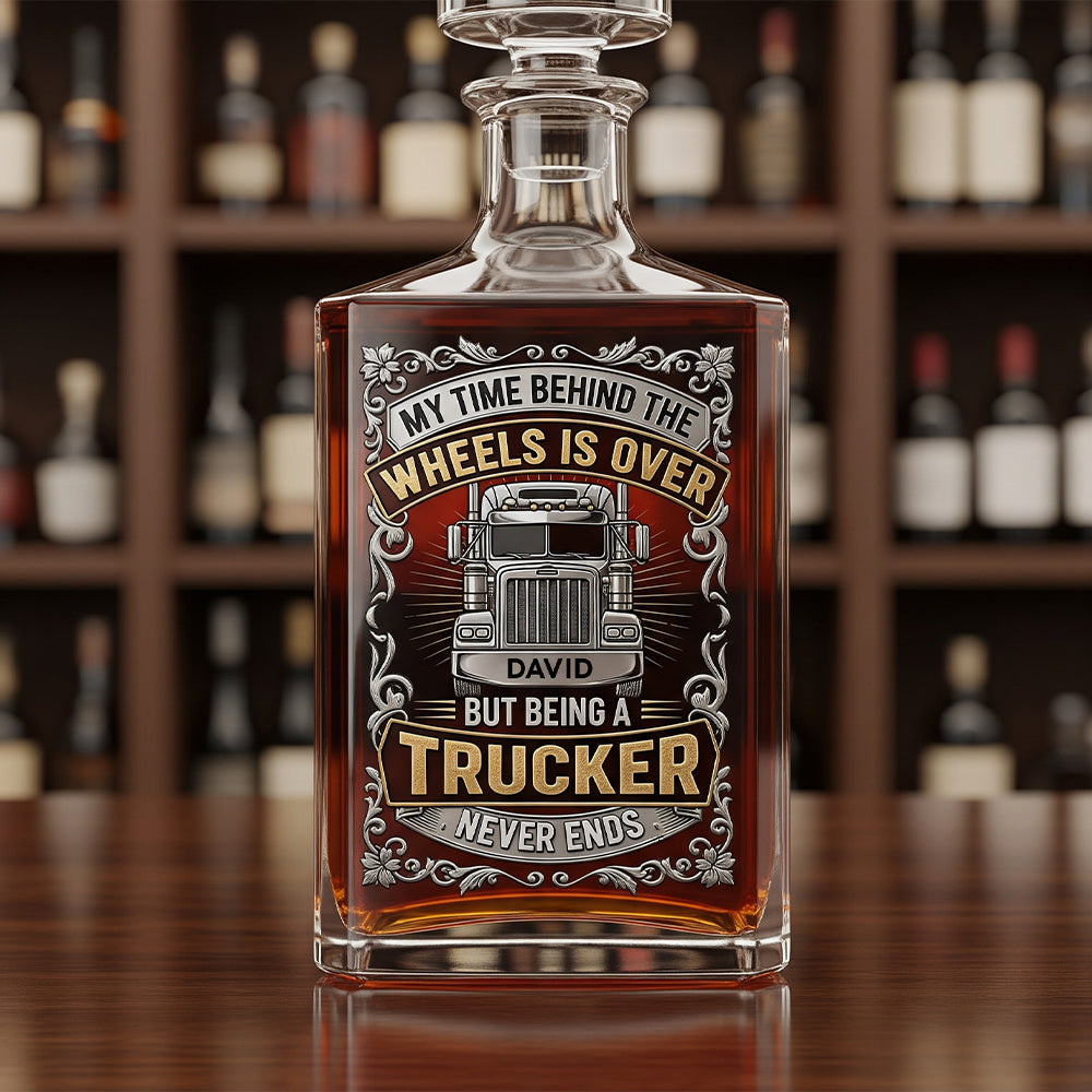 Personalized Retirement Gift for Truckers - Custom Drinking Lover's Bottle Whiskey Bottle PopCulturePrints