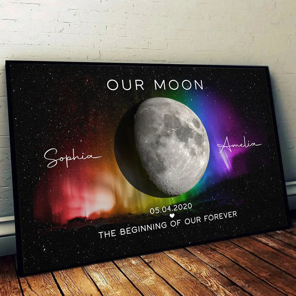 Personalized Moon Phase Canvas Print for Couples - Anniversary Gift Poster or Canvas MagicInPrints
