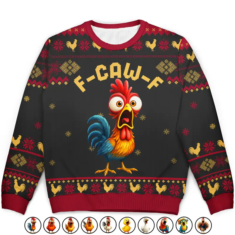 Funny Rooster Ugly Christmas Sweater for Adults - Holiday Humor Cloth MagicInPrints