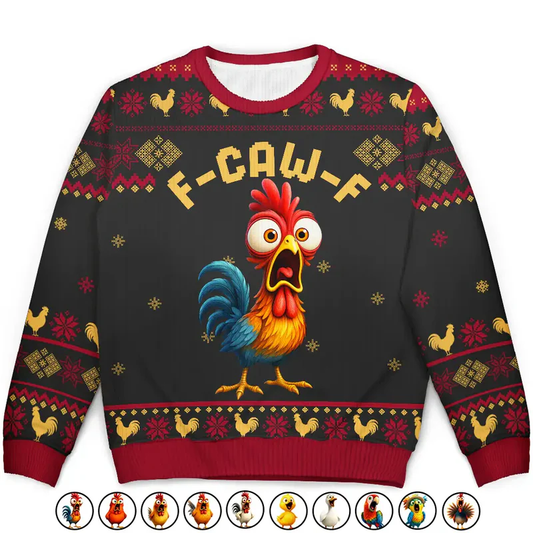 Funny Rooster Ugly Christmas Sweater for Adults - Holiday Humor Cloth MagicInPrints