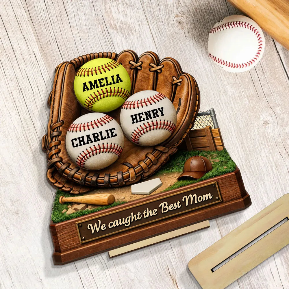 Personalized Baseball Glove Display for Mom - Mother's Day Gift Plaque MagicInPrints