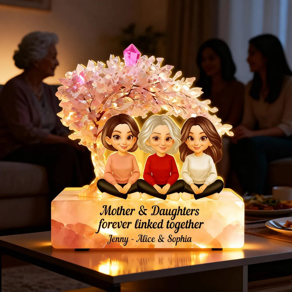 Personalized Mother & Daughters LED Lamp - Sentimental Gift for Family Bond Plaque MagicInPrints