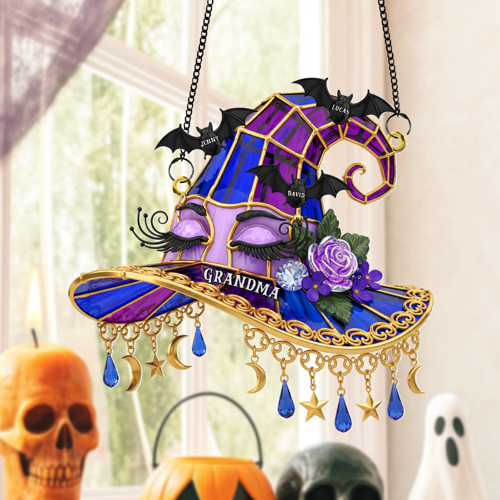 Witch Hat Suncatcher Ornament - Personalized Gift for Grandma