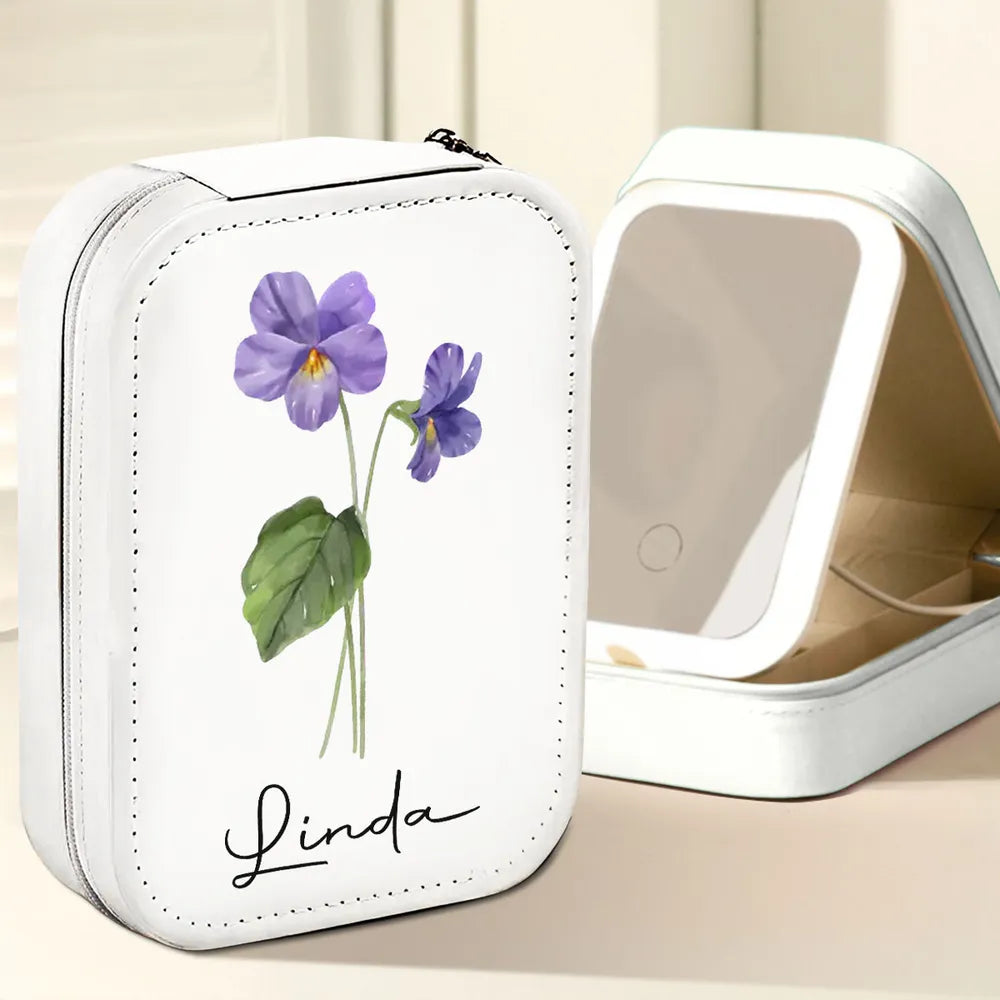 Personalized Floral Travel Makeup Case with Mirror - Gift for Her Beauty Tools MagicInPrints