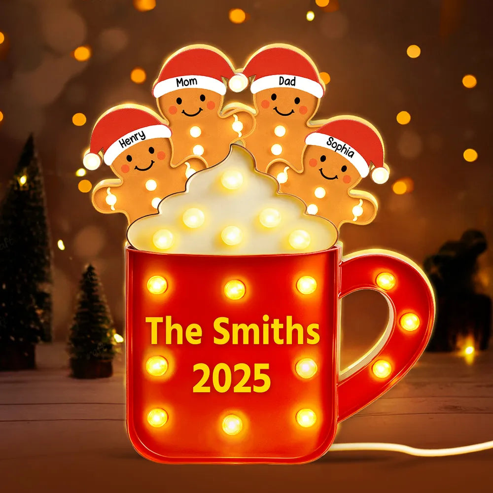 Personalized Family Christmas Light-Up Mug Sign - Festive Holiday Decor Plaque MagicInPrints