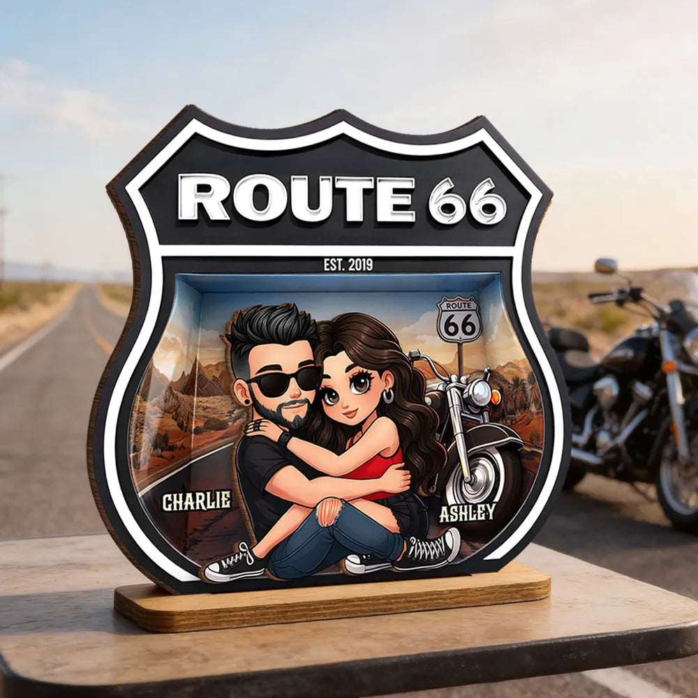 Personalized Route 66 Motorcycle Couple Sign for Bikers - Anniversary Gift Plaque MagicInPrints