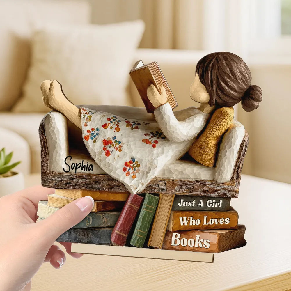 Personalized Book Lover Figurine for Girls - Reading Enthusiast Gift Plaque MagicInPrints