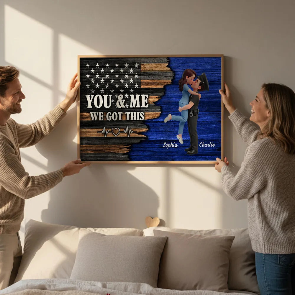 Personalized Couple Canvas Art for Police Officers - Romantic Home Decor Gift Poster or Canvas MagicInPrints