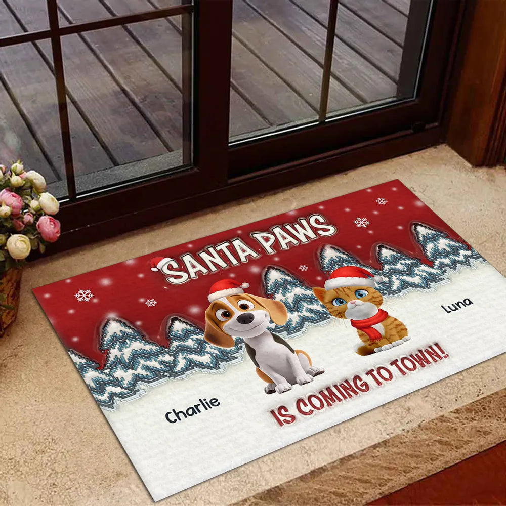 Personalized Christmas Pet Doormat for Dog and Cat Lovers - Holiday Decor Doormat MagicInPrints