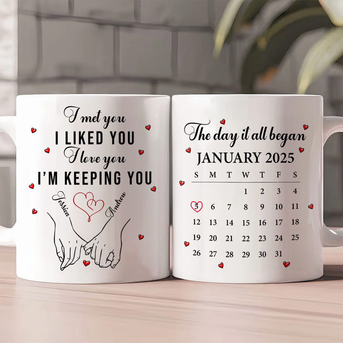 Personalized Couple Mugs for Anniversary - Custom Date & Message Cup MagicInPrints