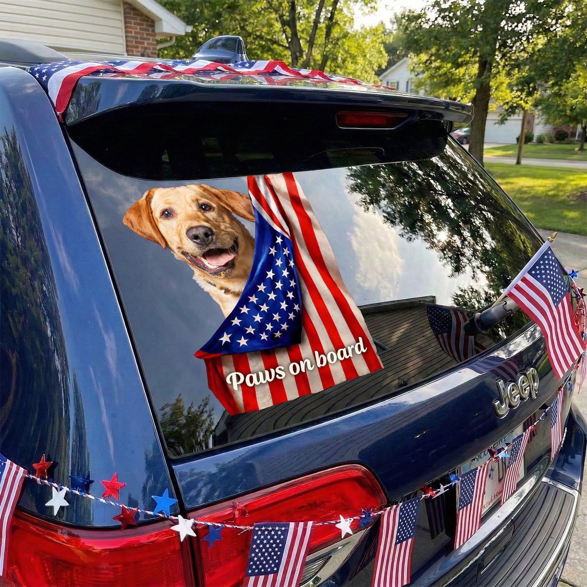 Patriotic Dog Car Decal for Pet Lovers - USA Flag Decoration Sticker MagicInPrints