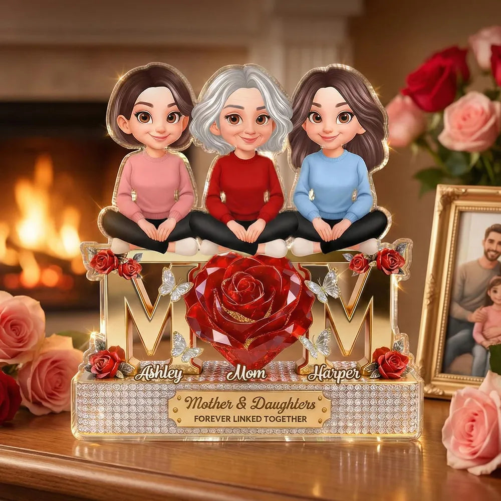 Custom Mother & Daughters Figurine Gift - Sentimental Keepsake for Family Bond Plaque MagicInPrints