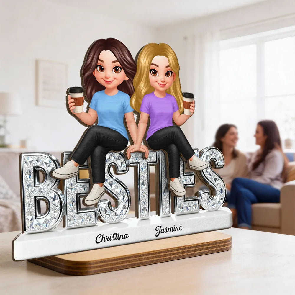 Personalized Best Friends Figurine for Women with Coffee - Friendship Gift Plaque MagicInPrints