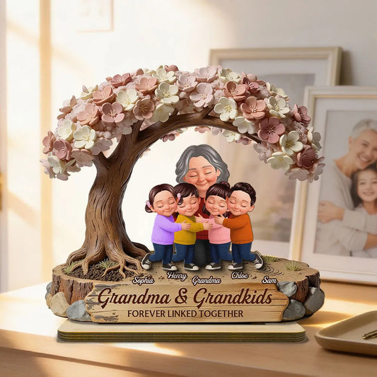 Personalized Family Tree Sculpture for Grandma with Grandkids - Sentimental Gift for Home Decor Plaque MagicInPrints