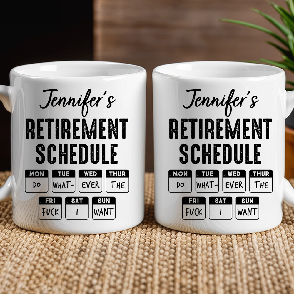 Personalized Retirement Mug for Retirees - Funny Daily Schedule Gift Cup MagicInPrints