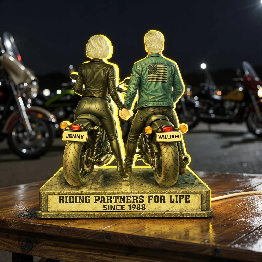 Custom Motorcycle Couple Figurine for Bikers - Anniversary Gift Plaque MagicInPrints