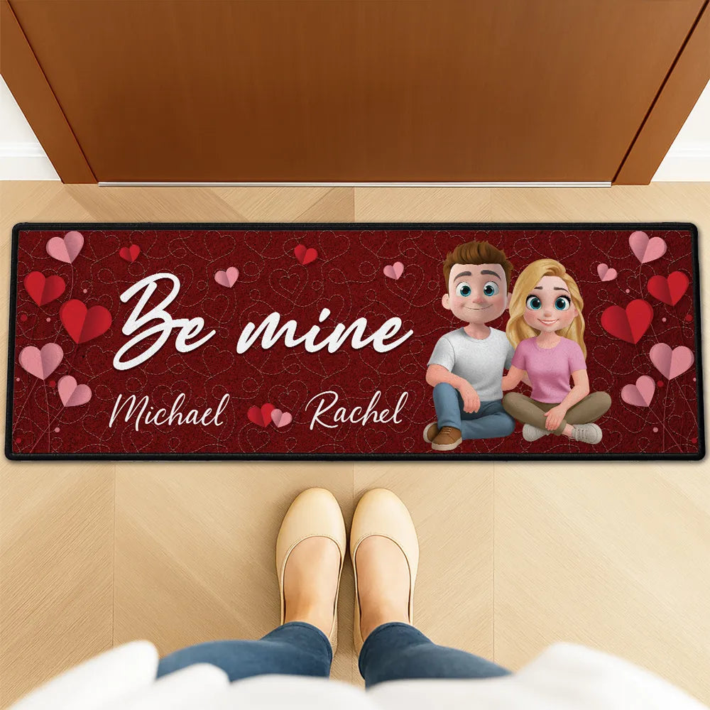 Personalized Couple Cartoon Doormat for Valentine's Day - Romantic Home Decor Doormat MagicInPrints