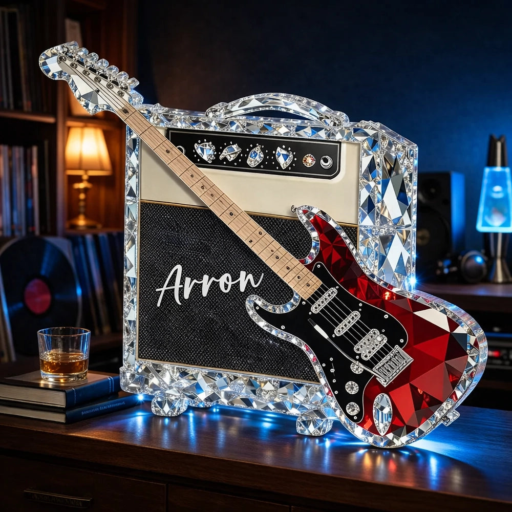 Personalized Crystal Guitar Decor for Music Lovers - Unique Gift Plaque MagicInPrints