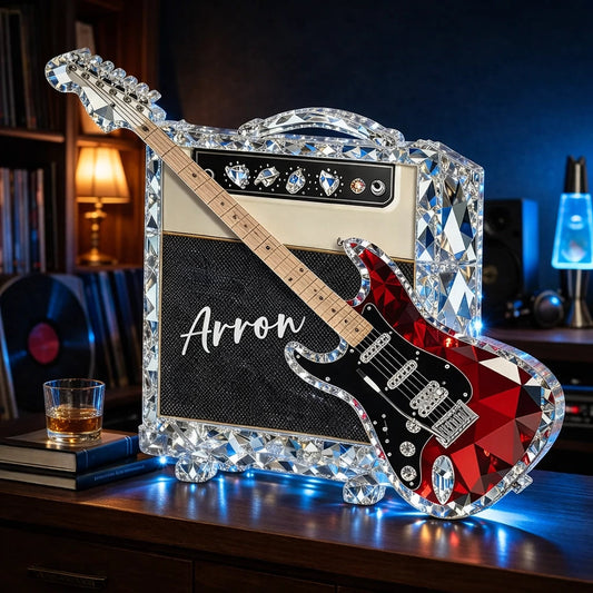 Personalized Crystal Guitar Decor for Music Lovers - Unique Gift Plaque MagicInPrints