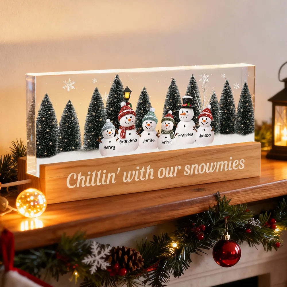 Personalized Snowman Family LED Light for Home Decor - Christmas Gift Plaque MagicInPrints