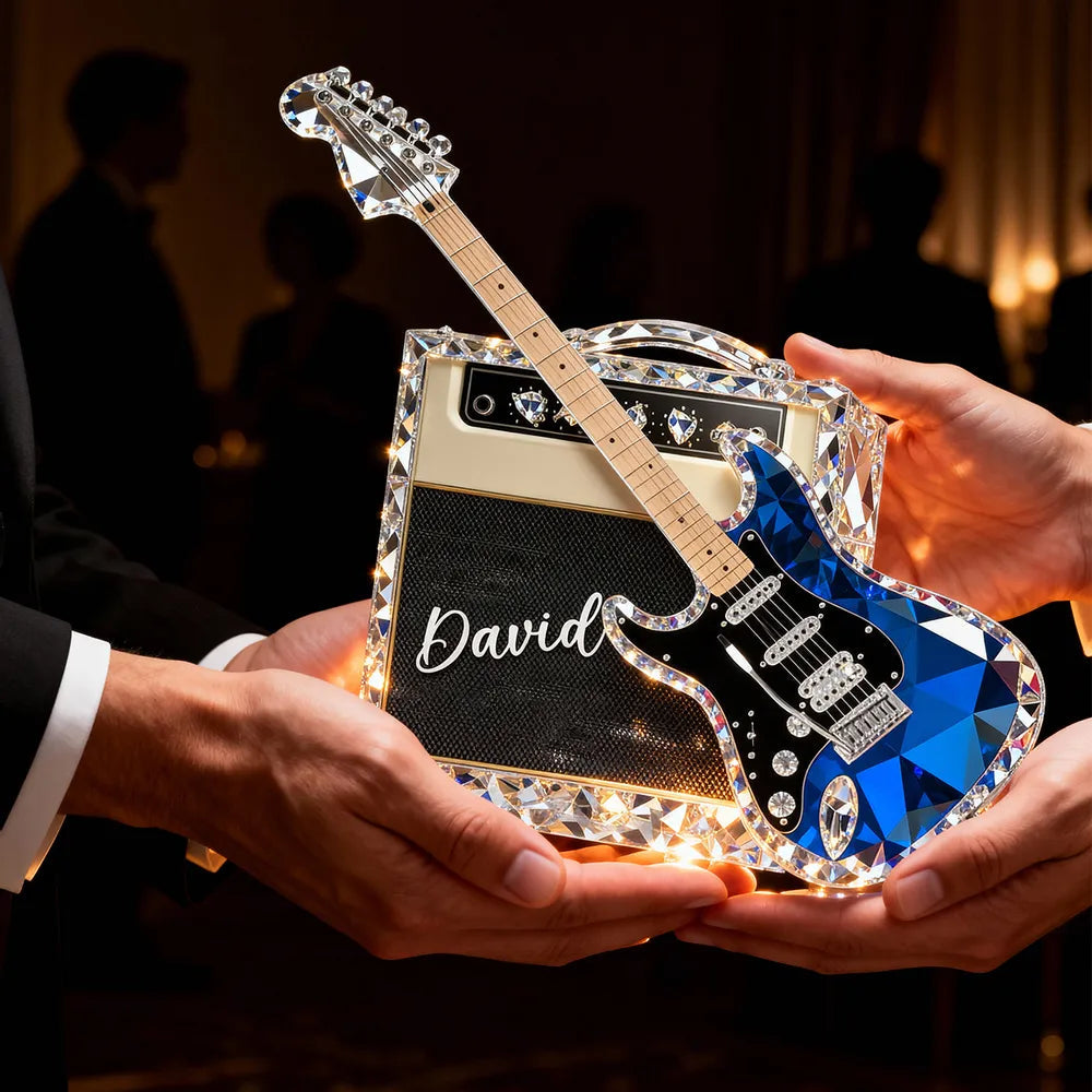 Personalized Crystal Guitar Decor for Music Lovers - Unique Gift Plaque MagicInPrints