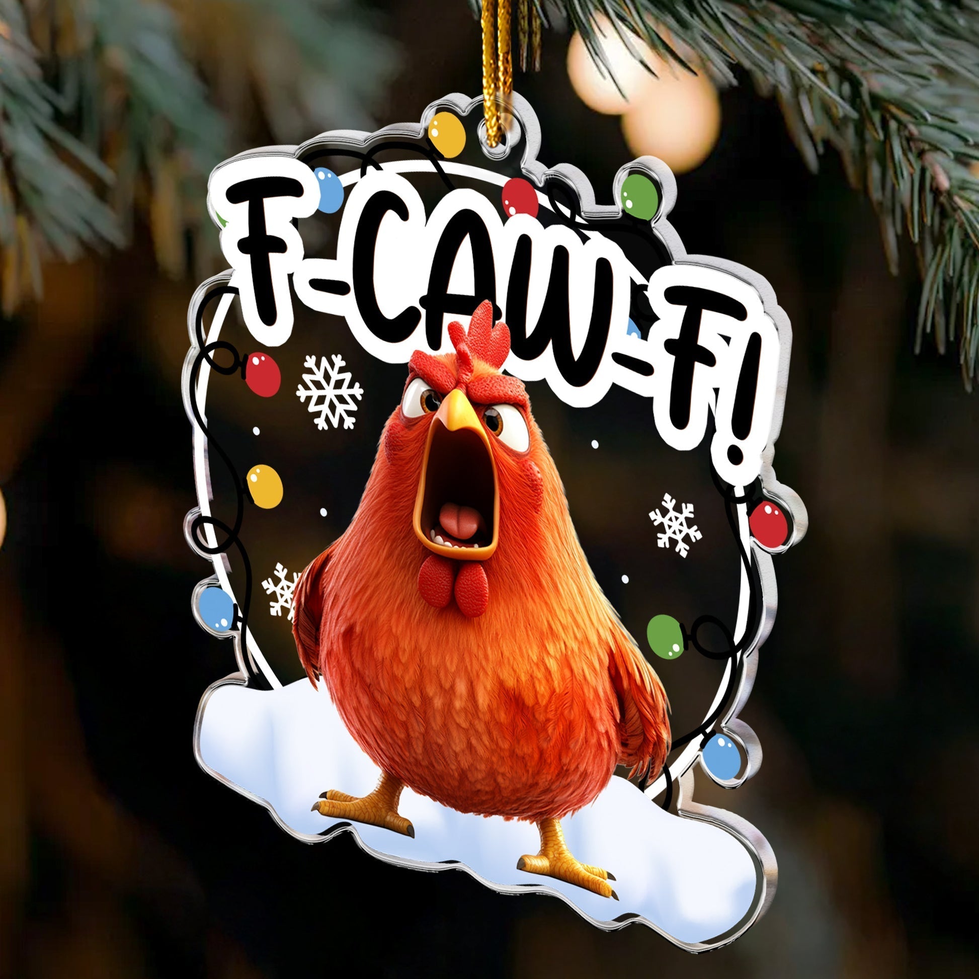 Funny Chicken Christmas Ornament for Adults - Holiday Humor Decor Ornament MagicInPrints