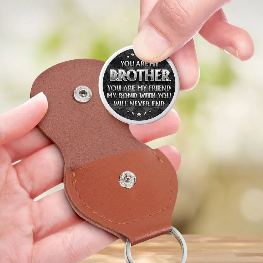 Personalized Leather Keychain for Brother - Sentimental Gift for Sibling Bond Keychain MagicInPrints