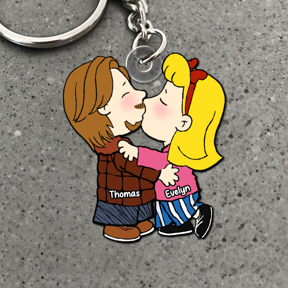 Personalized Kissing Couple Keychain | Unique Valentine's Day Gifts for Couples Keychains PopCulturePrints