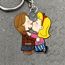 Load image into Gallery viewer, Personalized Kissing Couple Keychain | Unique Valentine&#39;s Day Gifts for Couples Keychains PopCulturePrints
