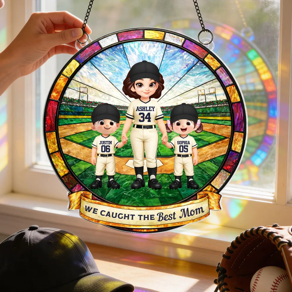 Personalized Baseball Family Stained Glass Ornament - Mother's Day Gift Ornament MagicInPrints