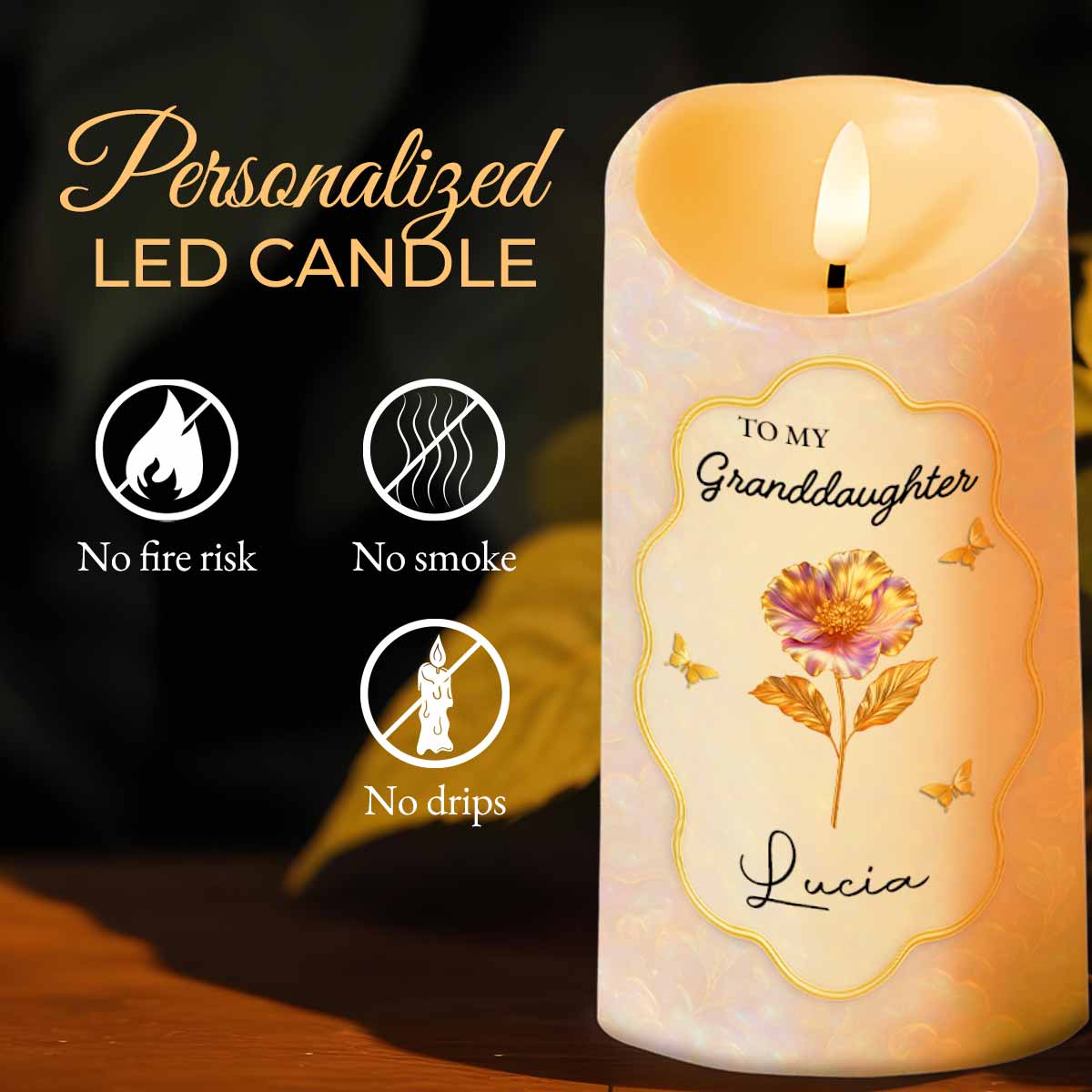 Personalized LED Candle for Granddaughter - Sentimental Gift from Grandma Lamp MagicInPrints