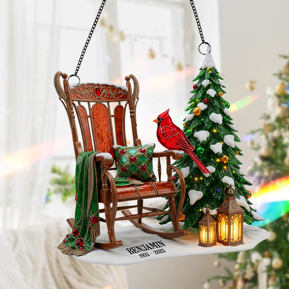 “In Loving Memory” - Memorial Cardinal Suncatcher Ornament - Personalized Gift for Family & Loved Ones Ornament MagicInPrints