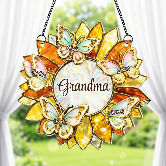 Personalized Butterfly Sun Catcher for Grandma - Custom Names Gift Ornament MagicInPrints