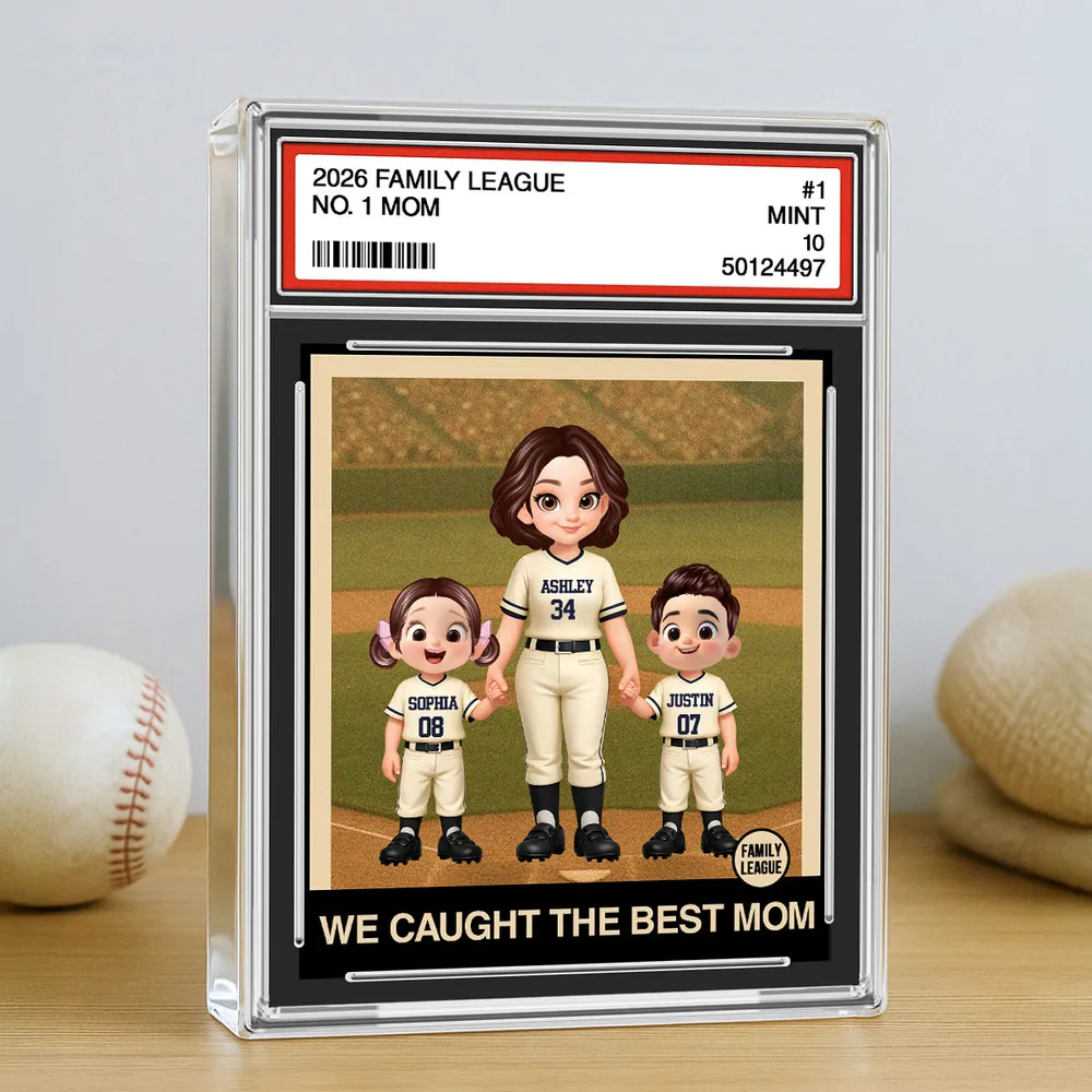 Custom Family Baseball Card Display for Mom - Personalized Mother's Day Gift Plaque MagicInPrints