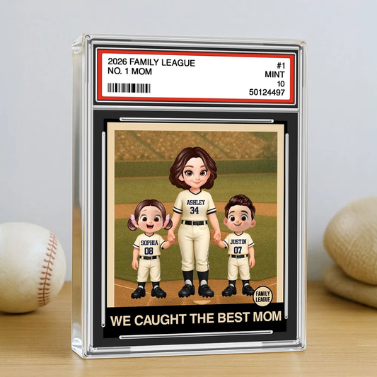 Custom Family Baseball Card Display for Mom - Personalized Mother's Day Gift Plaque MagicInPrints