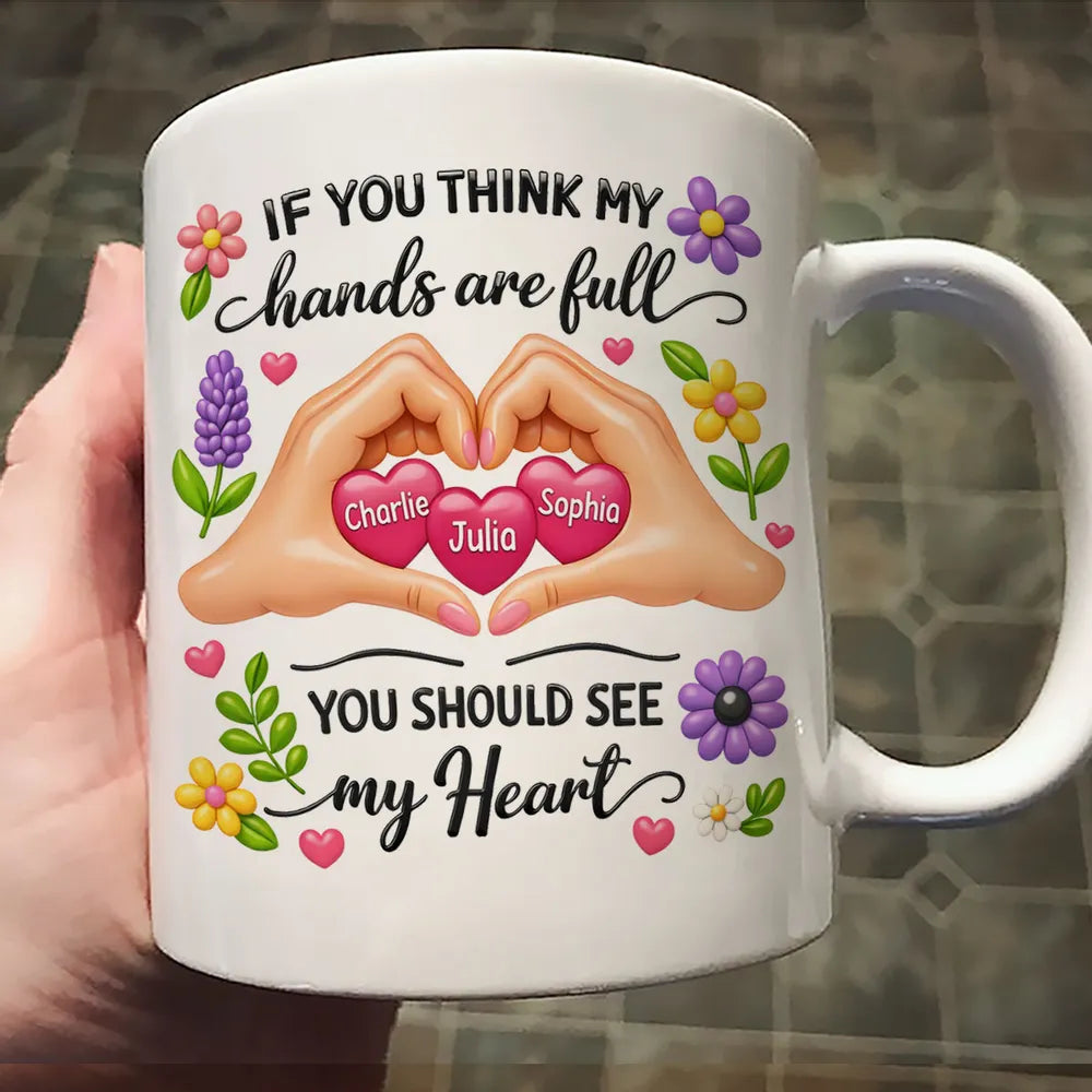 Personalized Heart Hands Mug for Parents - Sentimental Gift Cup MagicInPrints