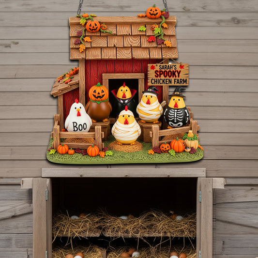 Get Spooked at Sarah's Spooky Chicken Farm - Personalized Sign for Chicken Lovers Wood Sign MagicInPrints