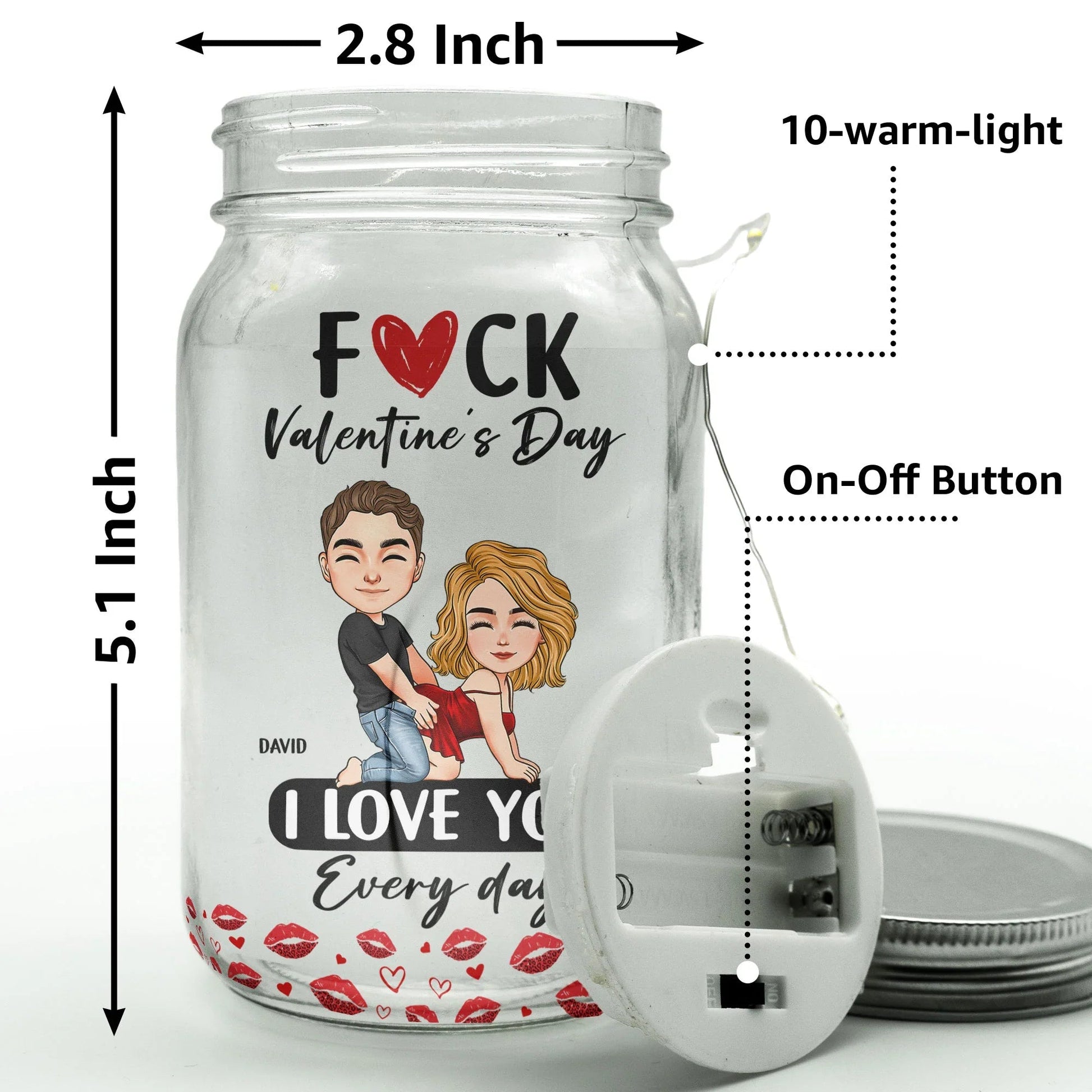 Personalized LED Mason Jar for Couples - Romantic Gift for Valentine's Day Lamp MagicInPrints