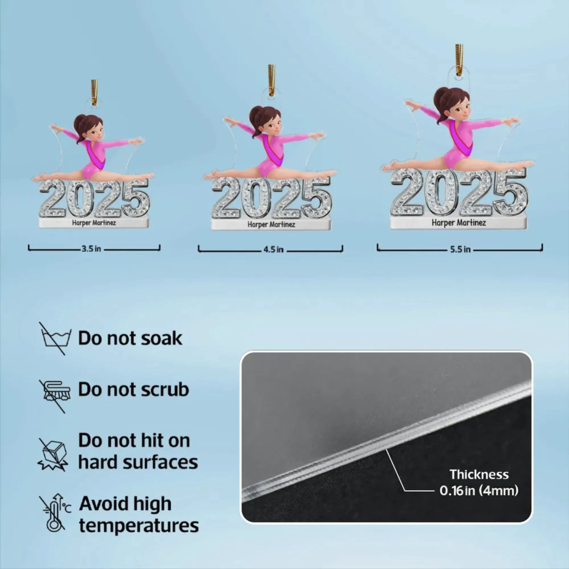 Personalized Gymnastics Christmas Ornament for Kids - Custom Year 2026 Ornament MagicInPrints