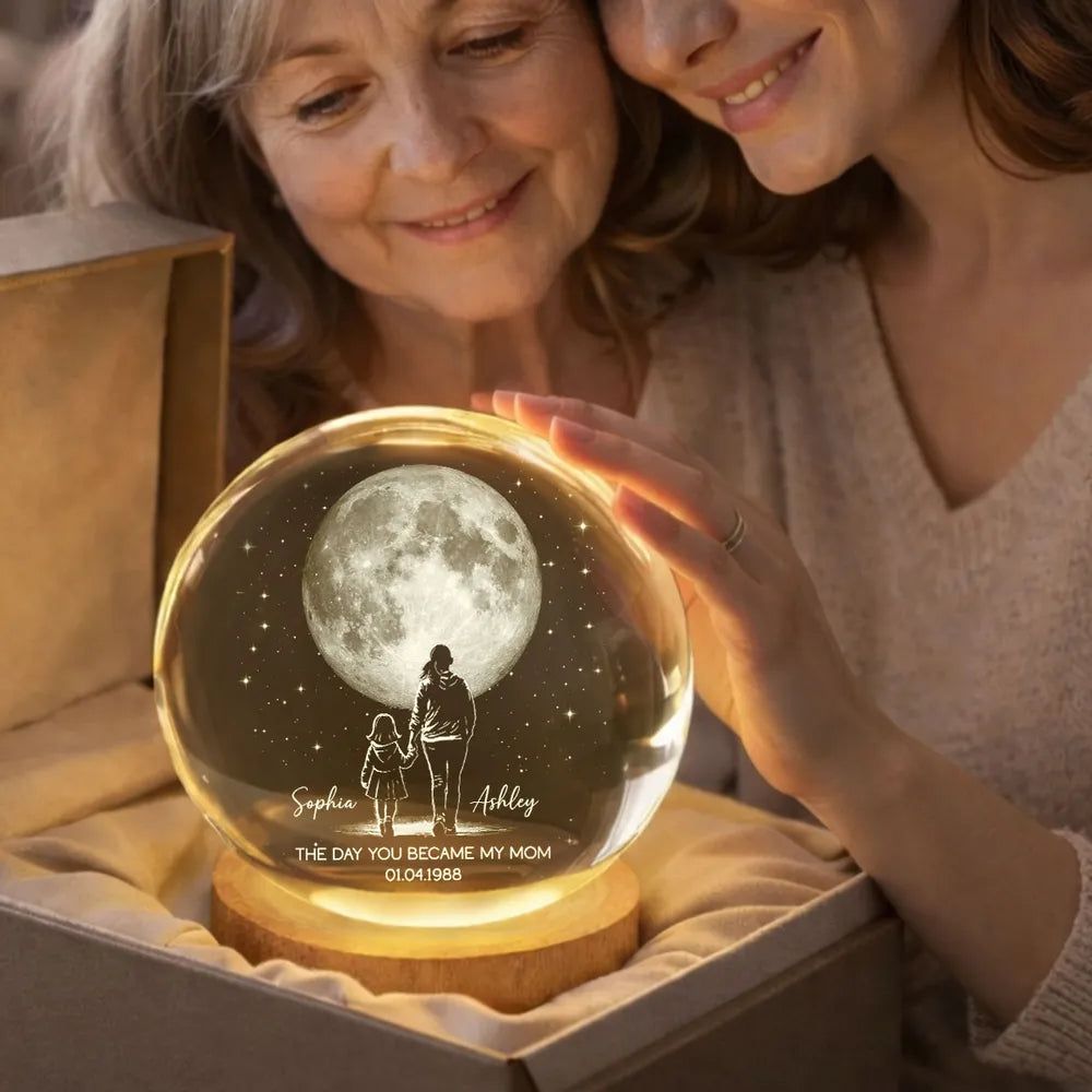 Personalized LED Night Light for Mom - Custom Moon Globe with Date Lamp MagicInPrints