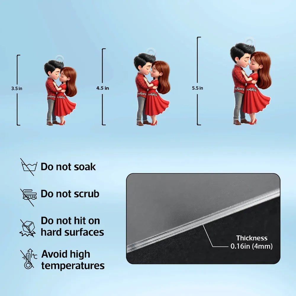 Personalized Couple Car Hanging Ornament for Lovers - Romantic Gift Car Hanger MagicInPrints