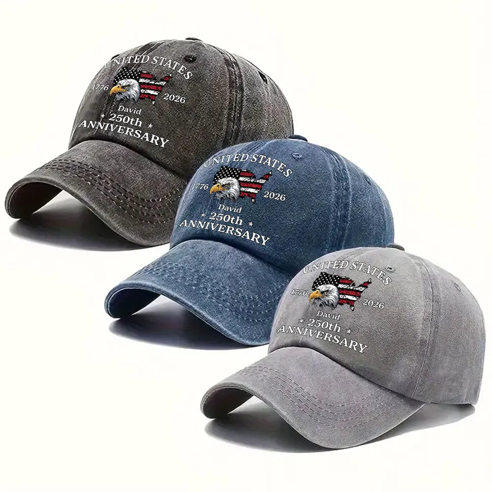 Custom Embroidered USA 250th Anniversary Hat - Patriotic Gift Hat MagicInPrints