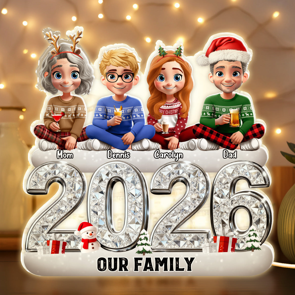 Custom Family Christmas Ornament 2026 - Personalized Holiday Decor Plaque MagicInPrints