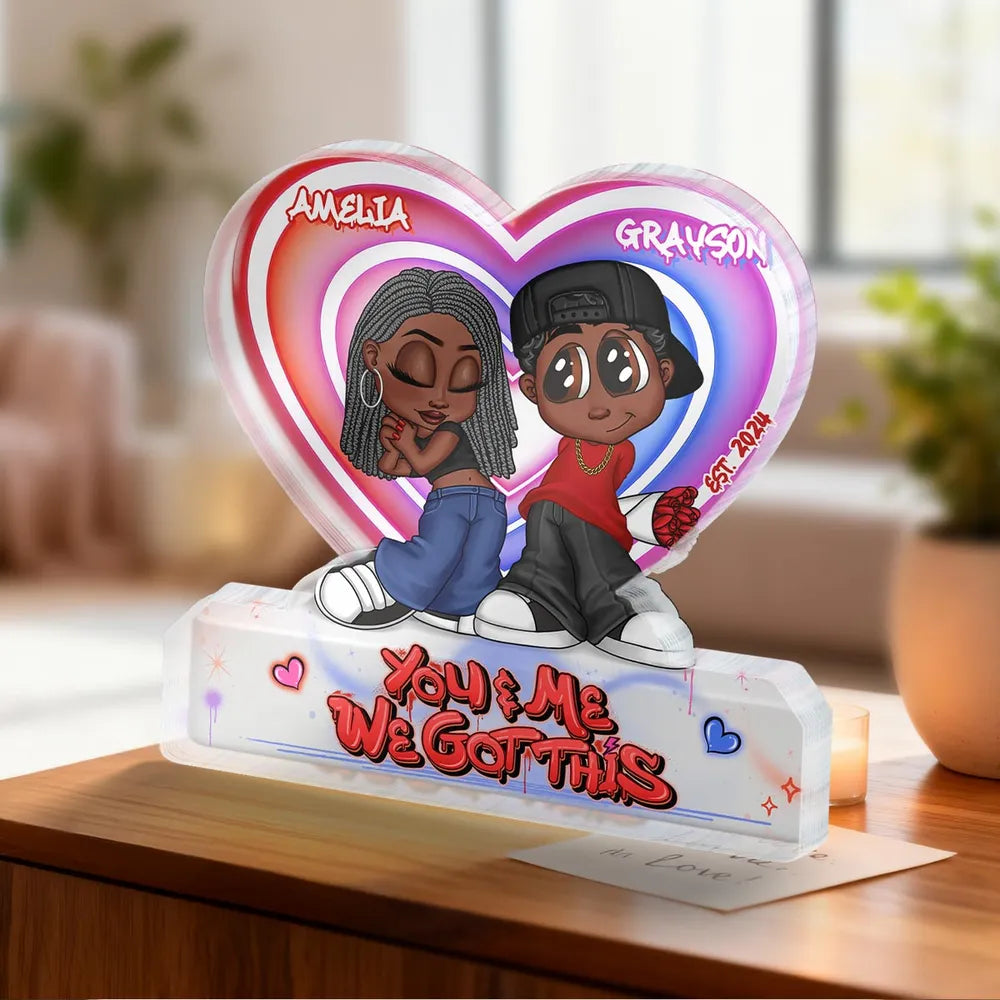 Personalized Heart-Shaped Acrylic Couple Figurine - Romantic Gift for Anniversaries Plaque MagicInPrints